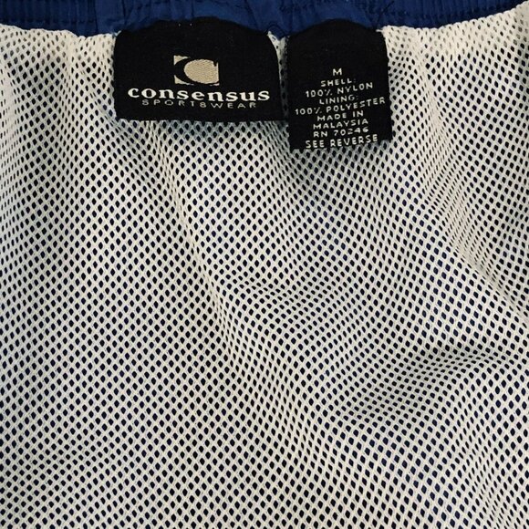 Swim Trunks Mens M Swimsuit Board Shorts Blue Elastic Waist Pockets - Picture 5 of 6